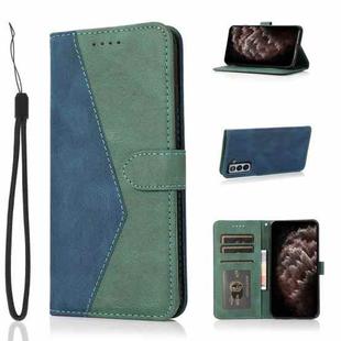 For Samsung Galaxy S21 FE 5G Dual-color Stitching Leather Phone Case(Blue Green)