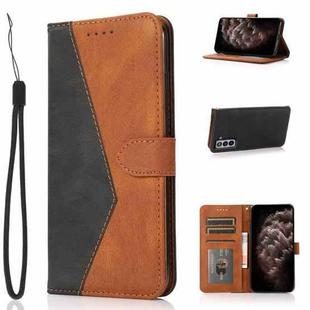 For Samsung Galaxy S21 FE 5G Dual-color Stitching Leather Phone Case(Black Brown)