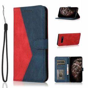 For Samsung Galaxy S10+ Dual-color Stitching Leather Phone Case(Red Blue)