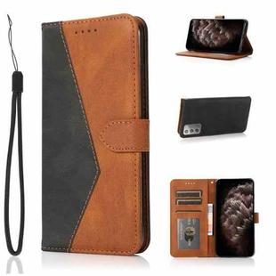 For Samsung Galaxy Note20 Dual-color Stitching Leather Phone Case(Black Brown)