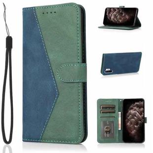 For Samsung Galaxy Note10+ Dual-color Stitching Leather Phone Case(Blue Green)
