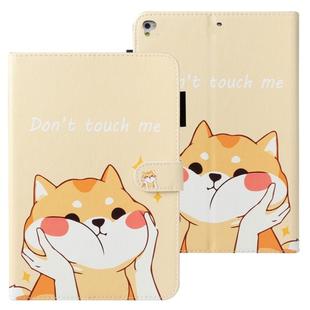 For iPad Air Cross Texture Painted Horizontal  Leather Case with Sleep / Wake-up Function & Card Slot & Holder & Wallet(Shiba Inu)
