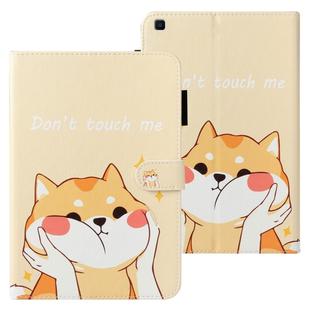 For Galaxy Tab A 8.0 (2019) T290 Cross Texture Painted Horizontal  Leather Case with Sleep / Wake-up Function & Card Slot & Holder & Wallet(Shiba Inu)