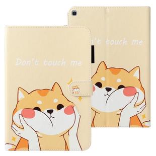For Galaxy Tab A 10.1 (2019) T510 Cross Texture Painted Horizontal  Leather Case with Sleep / Wake-up Function & Card Slot & Holder & Wallet(Shiba Inu)