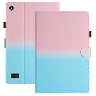 For Amazon Kindle Fire 7 2019 / 2017 / 2015 Stitching Gradient Leather Tablet Case(Pink Blue)