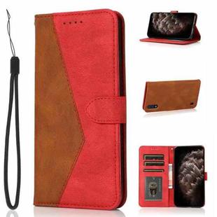 For Samsung Galaxy A01 Dual-color Stitching Leather Phone Case(Brown Red)