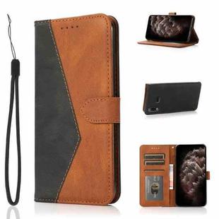 For Samsung Galaxy A10s Dual-color Stitching Leather Phone Case(Black Brown)