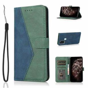 For Samsung Galaxy A21s Dual-color Stitching Leather Phone Case(Blue Green)