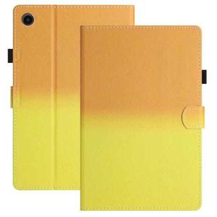 For Lenovo M10 Plus Stitching Gradient Leather Tablet Case(Orange Yellow)