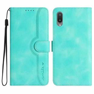 For Samsung Galaxy A02 EU Version Heart Pattern Skin Feel Leather Phone Case(Light Blue)