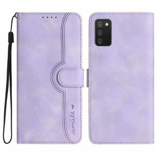 For Samsung Galaxy A02s 164mm Heart Pattern Skin Feel Leather Phone Case(Purple)