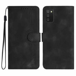 For Samsung Galaxy A02s 164mm Heart Pattern Skin Feel Leather Phone Case(Black)