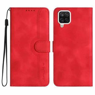 For Samsung Galaxy A12 Heart Pattern Skin Feel Leather Phone Case(Red)