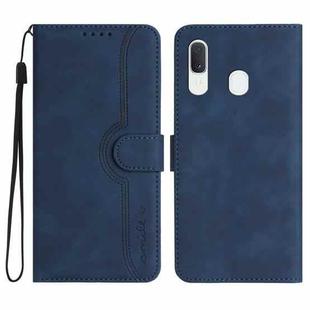 For Samsung Galaxy A20/A30 Heart Pattern Skin Feel Leather Phone Case(Royal Blue)