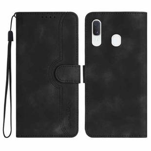 For Samsung Galaxy A20/A30 Heart Pattern Skin Feel Leather Phone Case(Black)