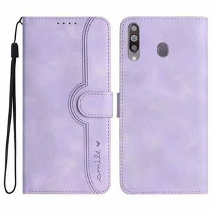 For Samsung Galaxy A20s Heart Pattern Skin Feel Leather Phone Case(Purple)