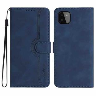 For Samsung Galaxy A22 5G Heart Pattern Skin Feel Leather Phone Case(Royal Blue)