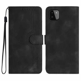 For Samsung Galaxy A22 5G Heart Pattern Skin Feel Leather Phone Case(Black)