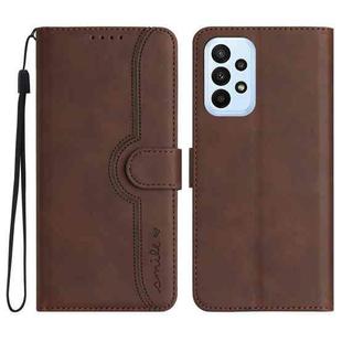 For Samsung Galaxy A32 4G Heart Pattern Skin Feel Leather Phone Case(Brown)