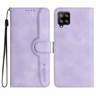 For Samsung Galaxy A42 5G Heart Pattern Skin Feel Leather Phone Case(Purple)