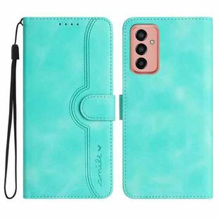 For Samsung Galaxy M13 India/F13 Heart Pattern Skin Feel Leather Phone Case(Light Blue)
