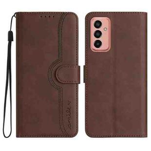 For Samsung Galaxy M13 India/F13 Heart Pattern Skin Feel Leather Phone Case(Brown)