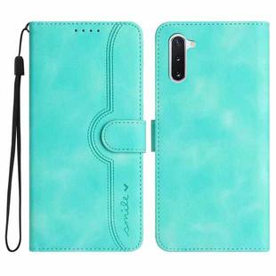For Samsung Galaxy Note10 4G/5G Heart Pattern Skin Feel Leather Phone Case(Light Blue)