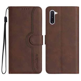 For Samsung Galaxy Note10 4G/5G Heart Pattern Skin Feel Leather Phone Case(Brown)
