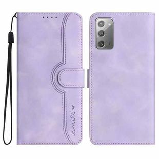 For Samsung Galaxy Note20 Heart Pattern Skin Feel Leather Phone Case(Purple)