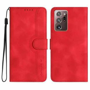 For Samsung Galaxy Note20 Ultra Heart Pattern Skin Feel Leather Phone Case(Red)