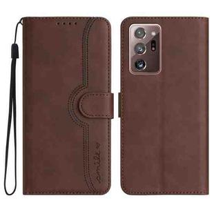 For Samsung Galaxy Note20 Ultra Heart Pattern Skin Feel Leather Phone Case(Brown)