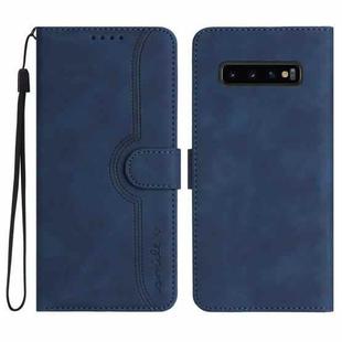 For Samsung Galaxy S10 Heart Pattern Skin Feel Leather Phone Case(Royal Blue)
