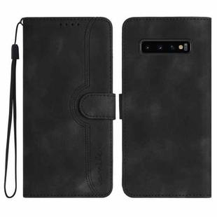 For Samsung Galaxy S10+ Heart Pattern Skin Feel Leather Phone Case(Black)