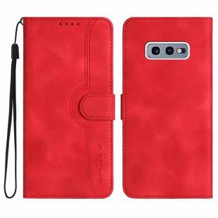 For Samsung Galaxy S10e Heart Pattern Skin Feel Leather Phone Case(Red)