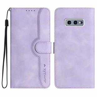 For Samsung Galaxy S10e Heart Pattern Skin Feel Leather Phone Case(Purple)