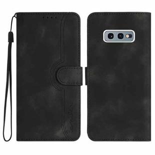 For Samsung Galaxy S10e Heart Pattern Skin Feel Leather Phone Case(Black)