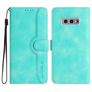 For Samsung Galaxy S10e Heart Pattern Skin Feel Leather Phone Case(Light Blue)