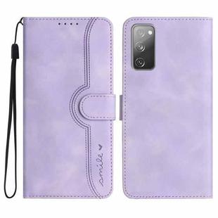 For Samsung Galaxy S20 FE 5G Heart Pattern Skin Feel Leather Phone Case(Purple)