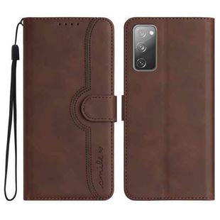 For Samsung Galaxy S20 FE 5G Heart Pattern Skin Feel Leather Phone Case(Brown)