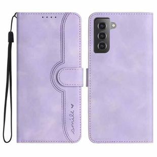 For Samsung Galaxy S21 5G Heart Pattern Skin Feel Leather Phone Case(Purple)