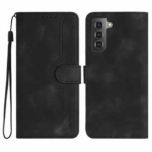 For Samsung Galaxy S21 5G Heart Pattern Skin Feel Leather Phone Case(Black)