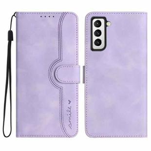 For Samsung Galaxy S21 FE 5G Heart Pattern Skin Feel Leather Phone Case(Purple)