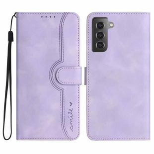For Samsung Galaxy S21+ 5G Heart Pattern Skin Feel Leather Phone Case(Purple)