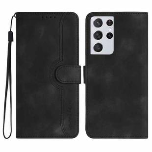 For Samsung Galaxy S21 Ultra 5G Heart Pattern Skin Feel Leather Phone Case(Black)