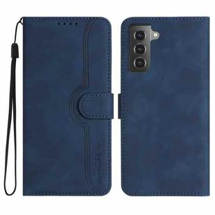 For Samsung Galaxy S22+ 5G Heart Pattern Skin Feel Leather Phone Case(Royal Blue)