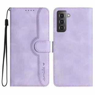 For Samsung Galaxy S22+ 5G Heart Pattern Skin Feel Leather Phone Case(Purple)