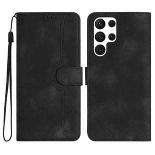 For Samsung Galaxy S22 Ultra 5G Heart Pattern Skin Feel Leather Phone Case(Black)