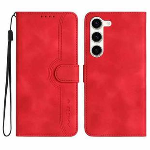 For Samsung Galaxy S23 5G Heart Pattern Skin Feel Leather Phone Case(Red)