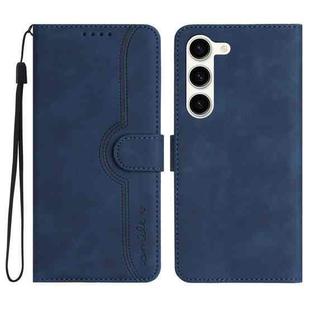 For Samsung Galaxy S23 5G Heart Pattern Skin Feel Leather Phone Case(Royal Blue)