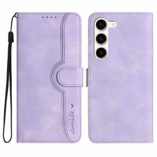 For Samsung Galaxy S23 5G Heart Pattern Skin Feel Leather Phone Case(Purple)